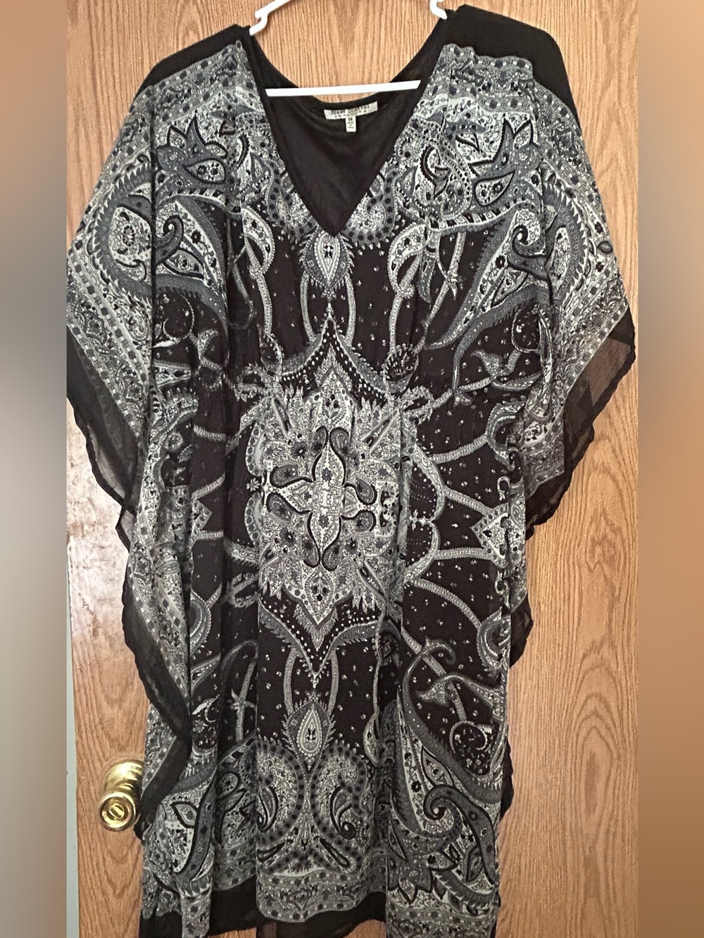 Sheer Black Tunic Top with Silver Accents